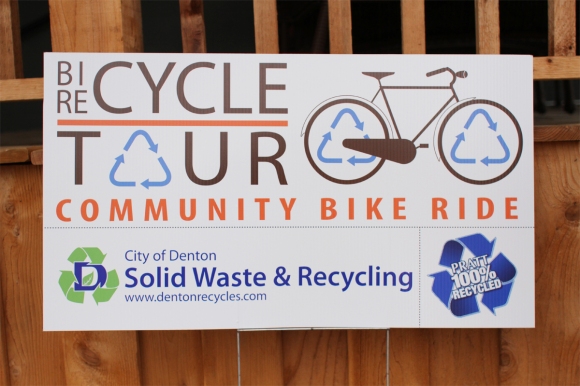 bicylce recycle tour sign